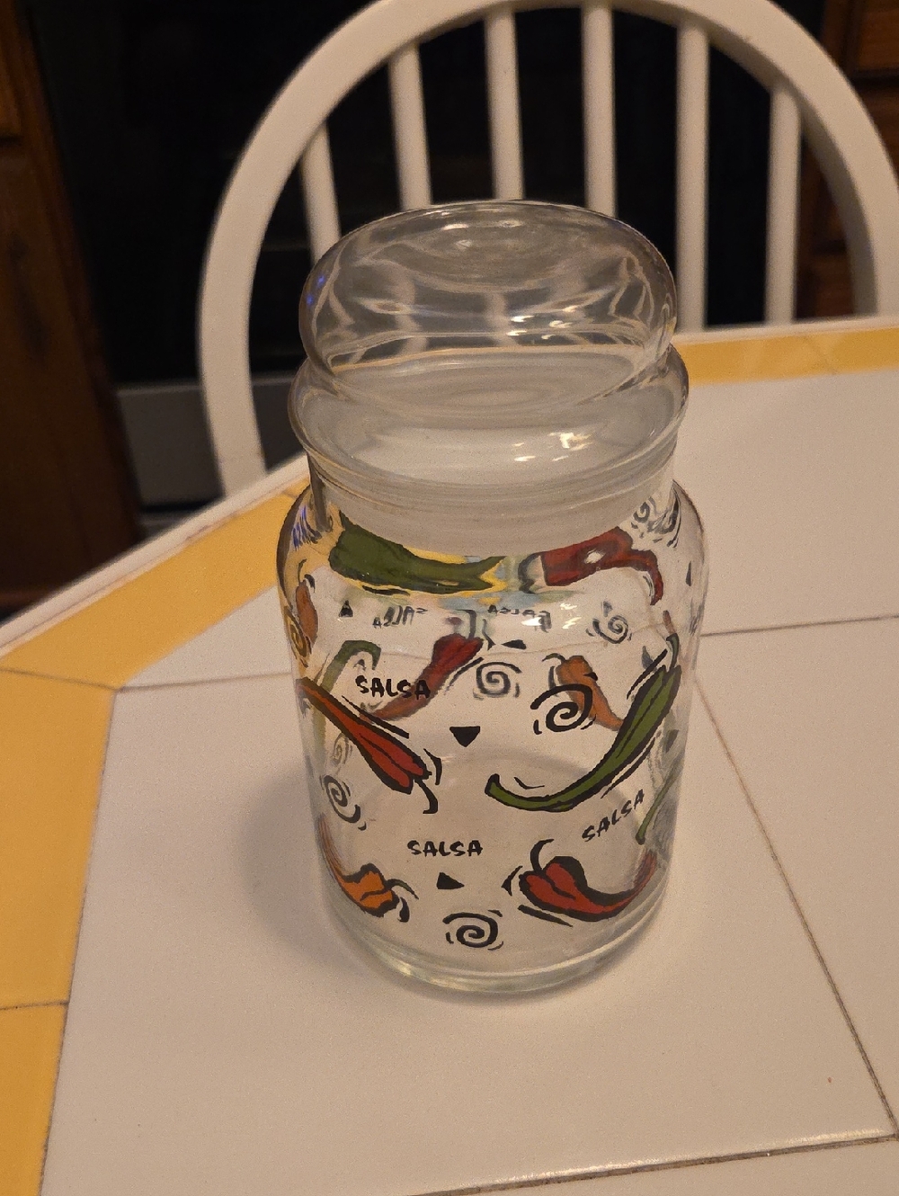 Decorative Salsa Pepper Glass Jar - Red & Green